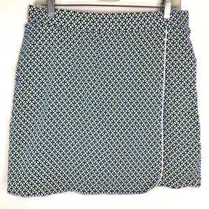 Talbots Blue White Yellow Skirt Skort with Pockets Size Medium M